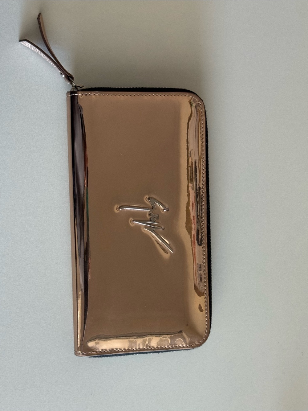 Giuseppe Zanotti Metallic Rose Gold Zip-Around Wallet
